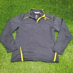 ADIDAS Quarter Zip Track Jacket Large 22x28 Blue Yellow